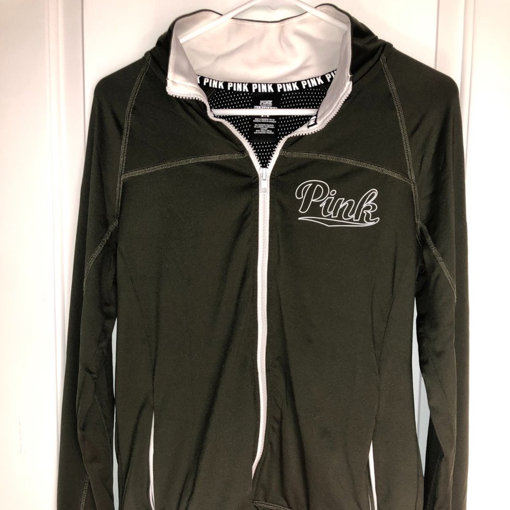 VS PINK Olive Green Ultimate Zip-Up